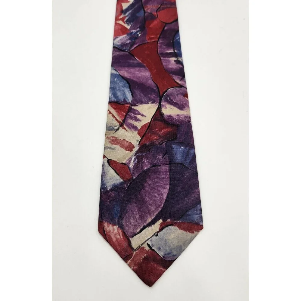 VINTAGE ESSEX ROW Mens‎ Tie Necktie Abstract Art Multicolor Pattern Made in USA